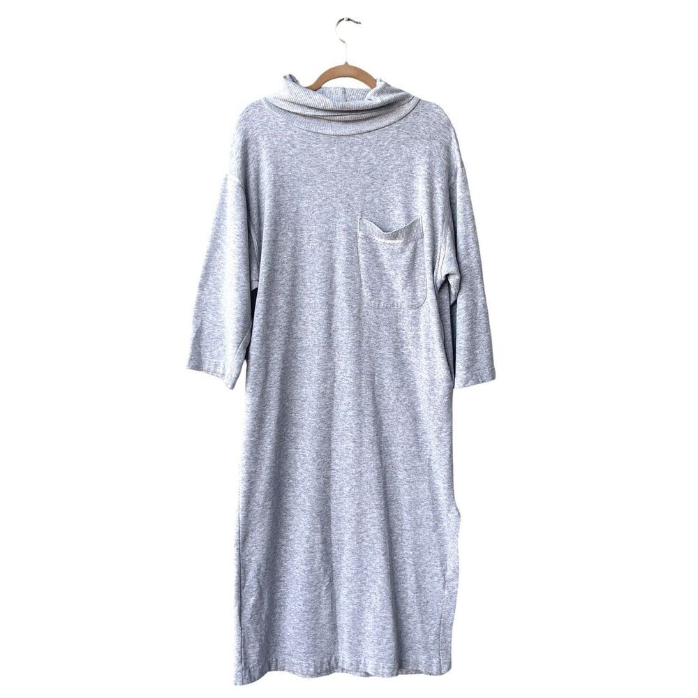Vtg JACK MURPHY Dress Women’s Sz M Gray Knit Acrylic Long Turtleneck Pockets ISA